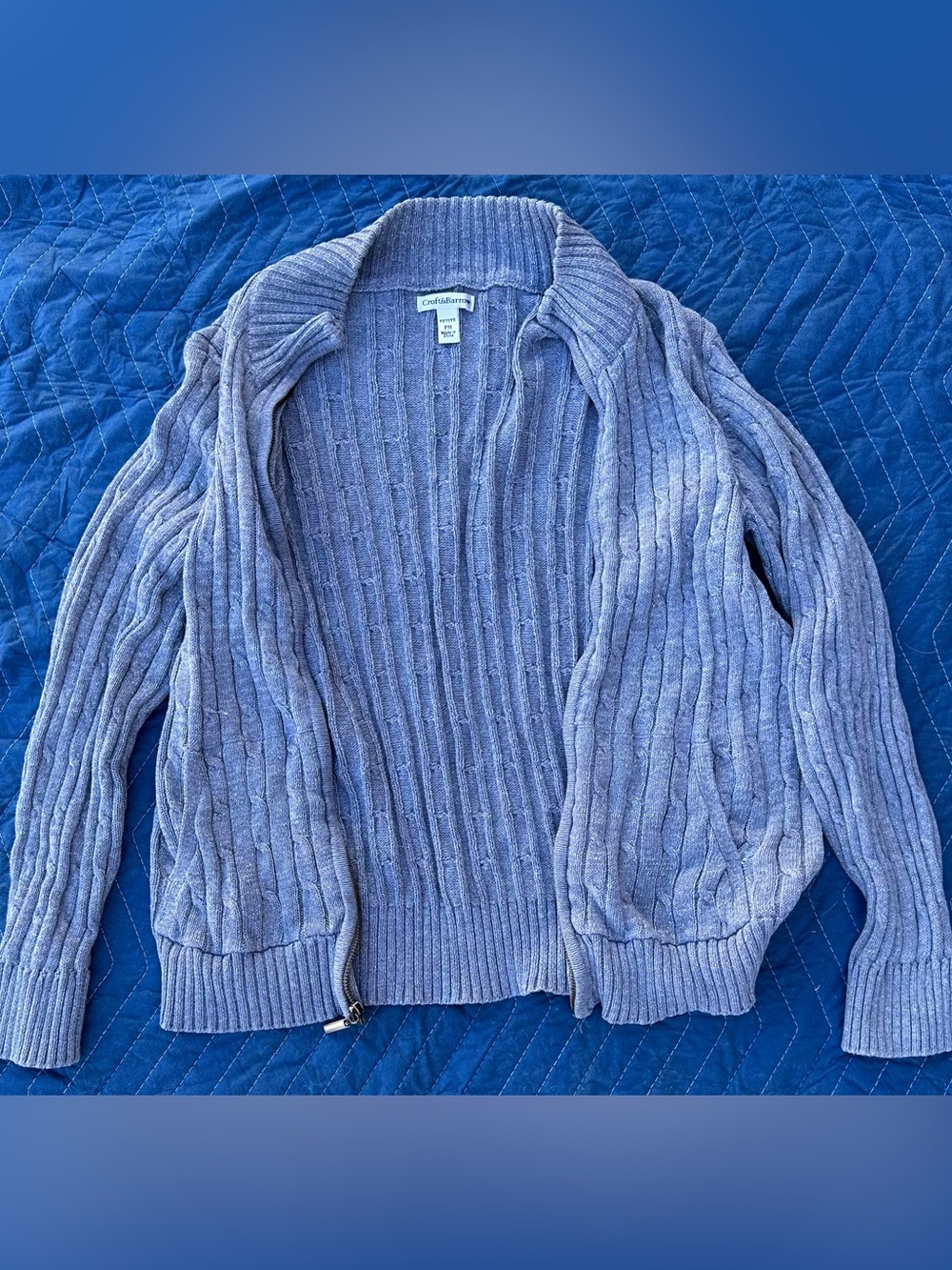 croft & barrow Women's Lavender Ribbed Zip-Front Cardigan